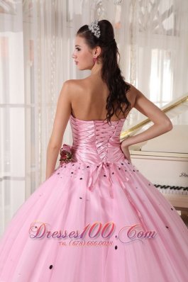 Baby Pink Quinceanera Dress Strapless Tulle Ruch