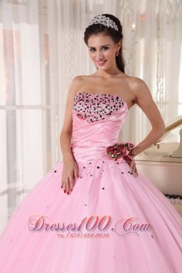 Baby Pink Quinceanera Dress Strapless Tulle Ruch