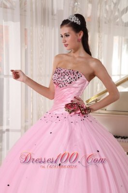 Baby Pink Quinceanera Dress Strapless Tulle Ruch