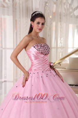 Baby Pink Quinceanera Dress Strapless Tulle Ruch