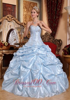 Baby Blue Quinceanera Dress Embroidery Pick-ups