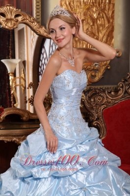 Baby Blue Quinceanera Dress Embroidery Pick-ups