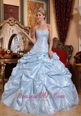 Baby Blue Quinceanera Dress Embroidery Pick-ups