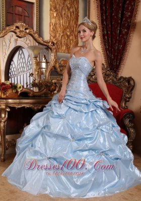 Baby Blue Quinceanera Dress Embroidery Pick-ups