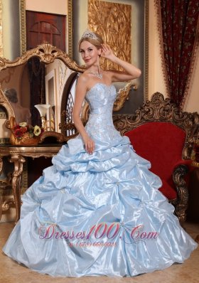 Baby Blue Quinceanera Dress Embroidery Pick-ups