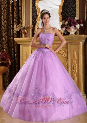 Lilac Quinceanera Dress Strapless Appliques Strapless