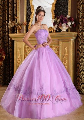 Lilac Quinceanera Dress Strapless Appliques Strapless