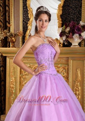 Lilac Quinceanera Dress Strapless Appliques Strapless