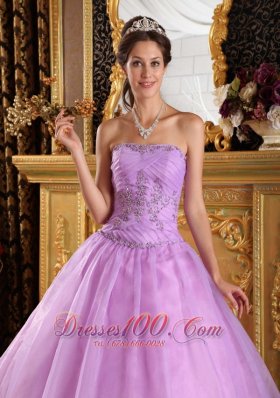 Lilac Quinceanera Dress Strapless Appliques Strapless