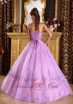 Lilac Quinceanera Dress Strapless Appliques Strapless