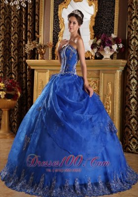 Royal Blue Quinceanera Dress Sweetheart Floor-length Appliques