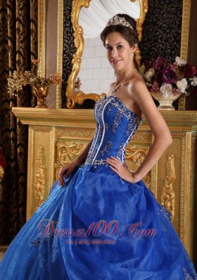 Royal Blue Quinceanera Dress Sweetheart Floor-length Appliques