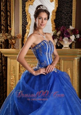 Royal Blue Quinceanera Dress Sweetheart Floor-length Appliques