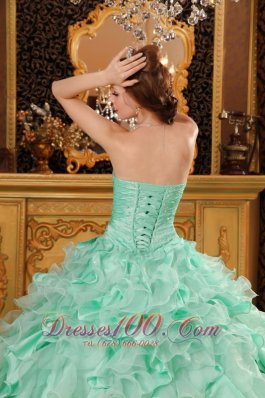 Apple Green Sweetheart Floor-length Quinceanera Dress Ruffles