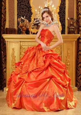 Orange Red Quinceanera Dress Under 200 Handle Flowers Strapless