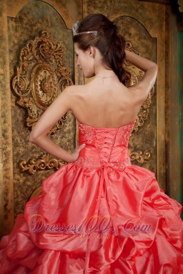 2013 Watermelon Quinceanera Dress Appliques Ball Gown