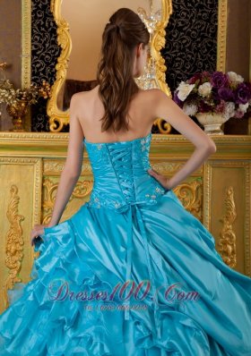 2013 Teal Appliques Beading Quinceanea Dress Sweetheart