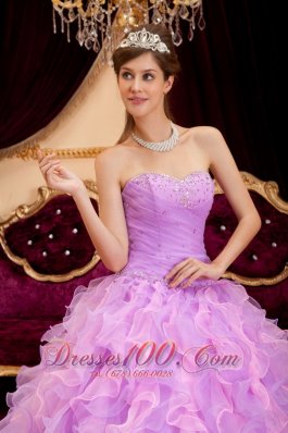 Lavender Quinceanera Dress Sweetheart Beading Floor-length