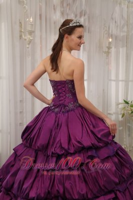 Eggplant Purple Quinceanera Dress Appliques Beading Court Train