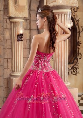 Hot Pink Quinceanera Dress Floor-length Beading