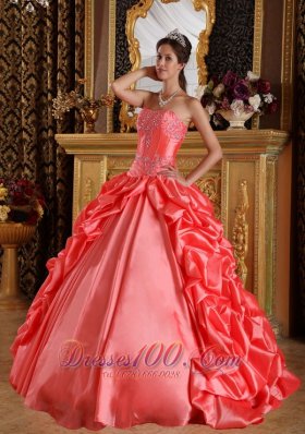 Watermelon Quinceanera Dress Emboridery Beading Sweetheart