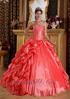 Watermelon Quinceanera Dress Emboridery Beading Sweetheart