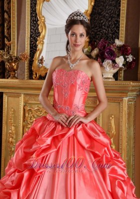 Watermelon Quinceanera Dress Emboridery Beading Sweetheart