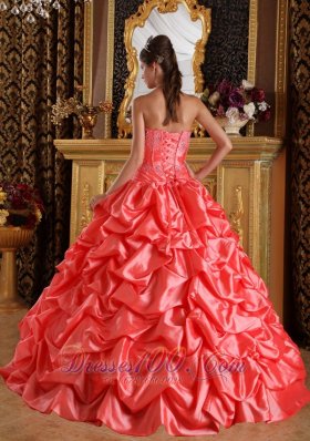 Watermelon Quinceanera Dress Emboridery Beading Sweetheart