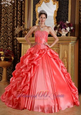 Watermelon Quinceanera Dress Emboridery Beading Sweetheart