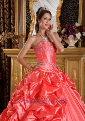 Watermelon Quinceanera Dress Emboridery Beading Sweetheart