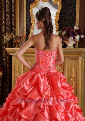 Watermelon Quinceanera Dress Emboridery Beading Sweetheart