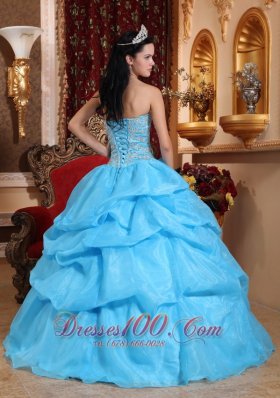 Aqua Blue Quinceanera Dress Bead Pick-ups Sweetheart Designer