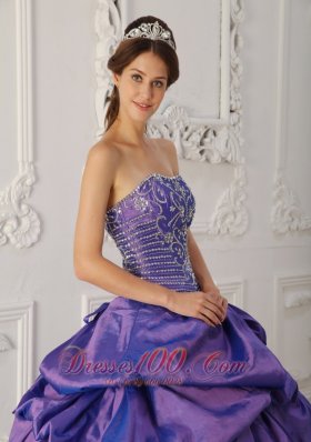 Purple Quinceanera Dress Strapless Appliques Beading Embroidery