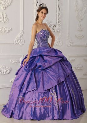 Purple Quinceanera Dress Strapless Appliques Beading Embroidery