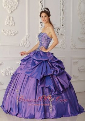 Purple Quinceanera Dress Strapless Appliques Beading Embroidery