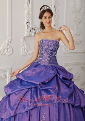 Purple Quinceanera Dress Strapless Appliques Beading Embroidery