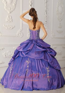 Purple Quinceanera Dress Strapless Appliques Beading Embroidery