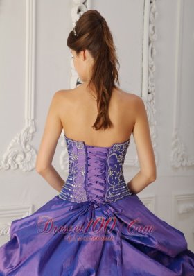 Purple Quinceanera Dress Strapless Appliques Beading Embroidery