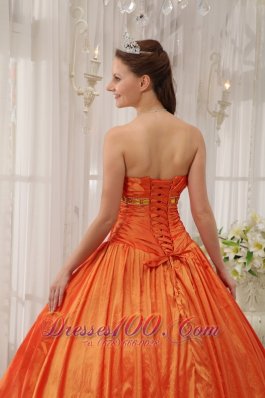 Orange Quinceanera Dress Strapless Beading Ruffles Floor-length