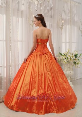 Orange Quinceanera Dress Strapless Beading Ruffles Floor-length