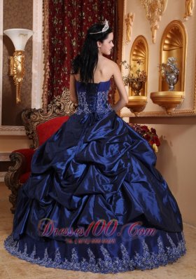 Navy Blue Quinceanera Dress Appliques Sweetheart Floor-length