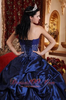 Navy Blue Quinceanera Dress Appliques Sweetheart Floor-length