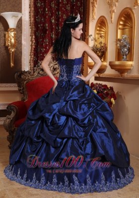 Navy Blue Quinceanera Dress Appliques Sweetheart Floor-length