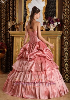 Watermelon Red Quinceanera Dress Appliques Bead Strapless