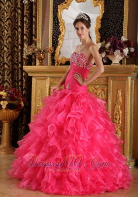 Hot Pink Quinceanera Dress Under 200 Beading Ruffles