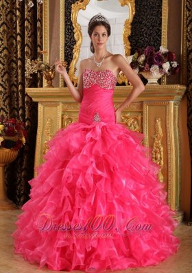 Hot Pink Quinceanera Dress Under 200 Beading Ruffles