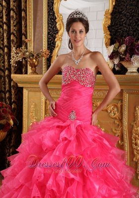 Hot Pink Quinceanera Dress Under 200 Beading Ruffles