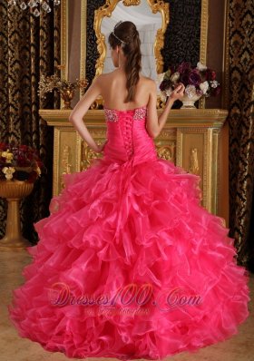 Hot Pink Quinceanera Dress Under 200 Beading Ruffles