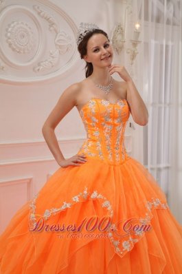 Orange Quinceanera Dress Under 200 Appliques Beading