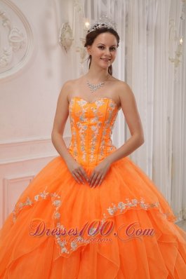 Orange Quinceanera Dress Under 200 Appliques Beading